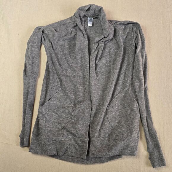 Athleta Women’s Heathered Gray Open Front Cardigan XS | Thumb Hole Sleeves Light - Picture 1 of 15